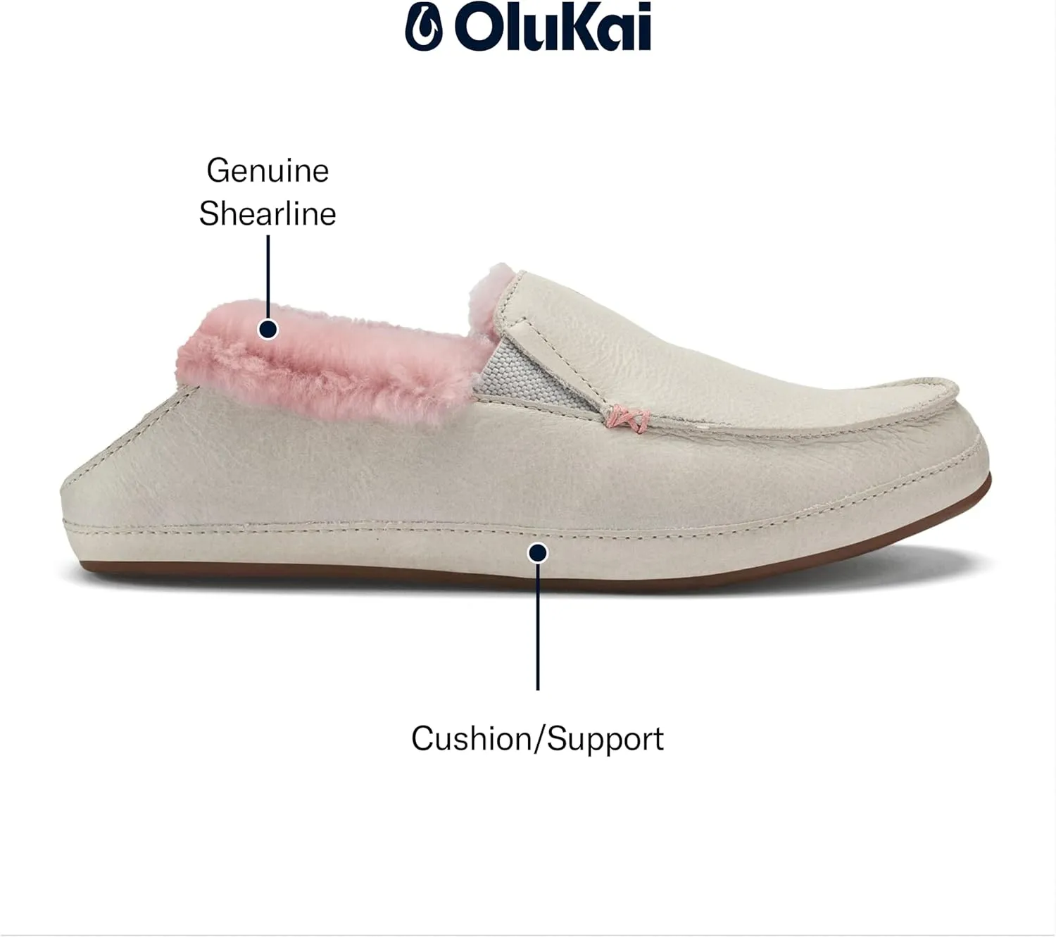 OLUKAI Ku'una Slipper, Women's Slip-On Shoes, Genuine Shearling & Premium Nubuck Leather, Drop-in Heel Design, Cozy & Ultra-Soft Comfort Fit