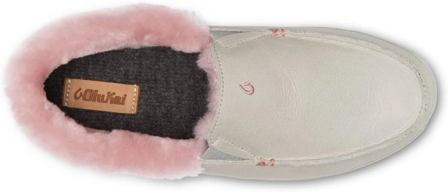 OLUKAI Ku'una Slipper, Women's Slip-On Shoes, Genuine Shearling & Premium Nubuck Leather, Drop-in Heel Design, Cozy & Ultra-Soft Comfort Fit