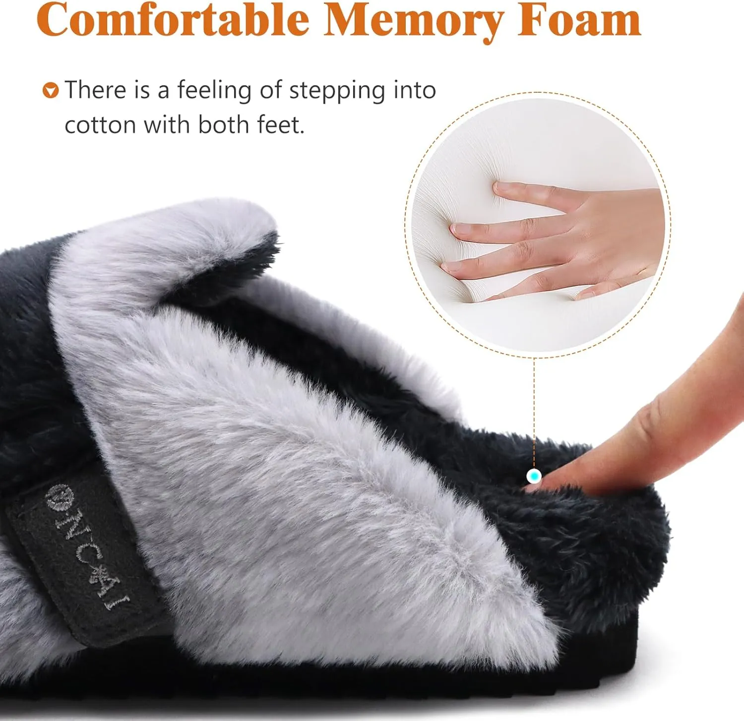 ONCAI Women's Slippers, Plush Faux Fur Soft Cushion Comfortable Memory Foam Slip On House Slippers with Hard Rubber Soles Indoor/Outdoor Winter Warm Fashion, US Size 6-11