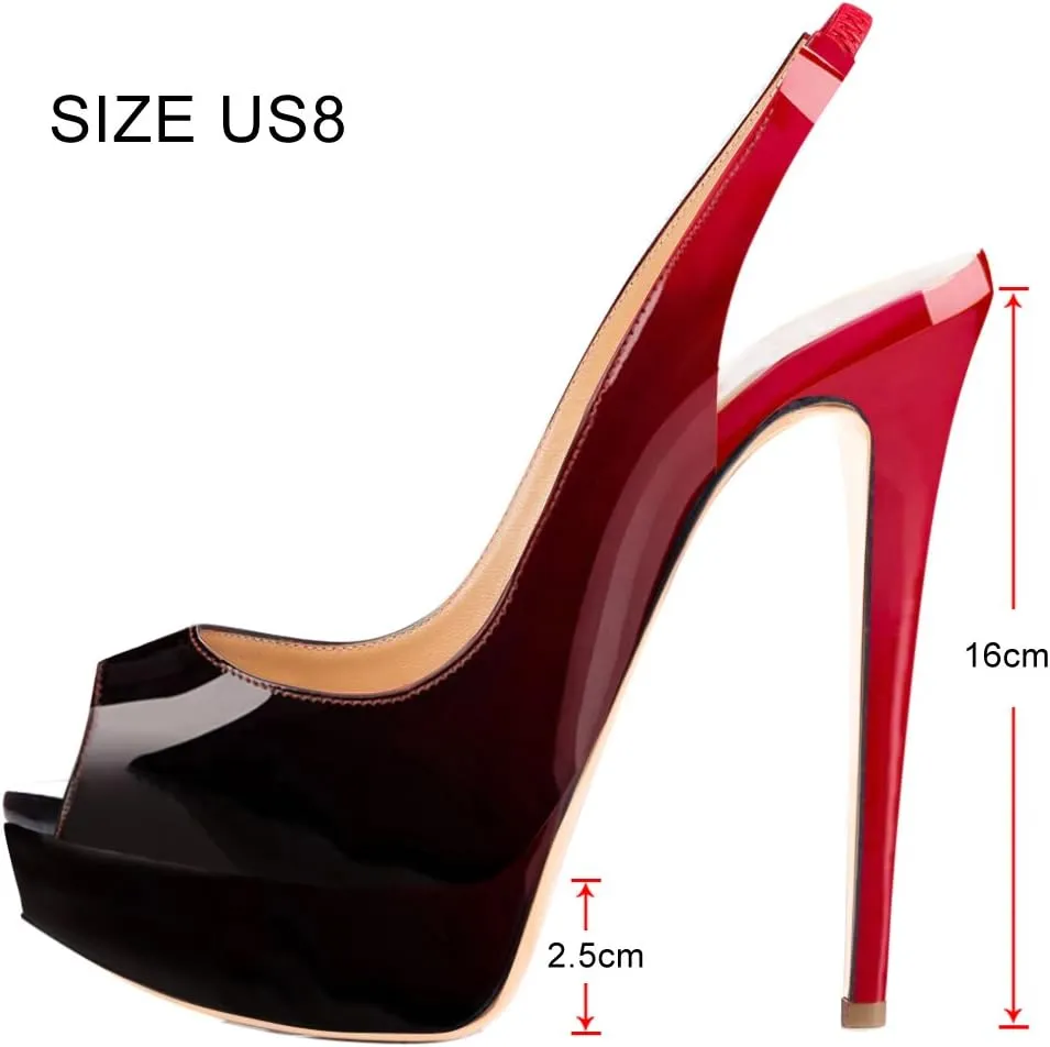Open Peep Toe Platform High Stiletto Heels Slingback Sandals