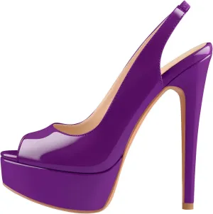 Open Peep Toe Platform High Stiletto Heels Slingback Sandals