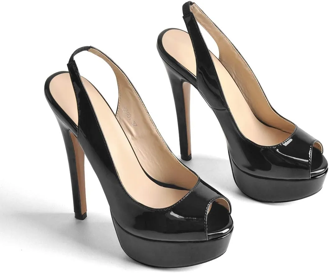 Open Peep Toe Platform High Stiletto Heels Slingback Sandals