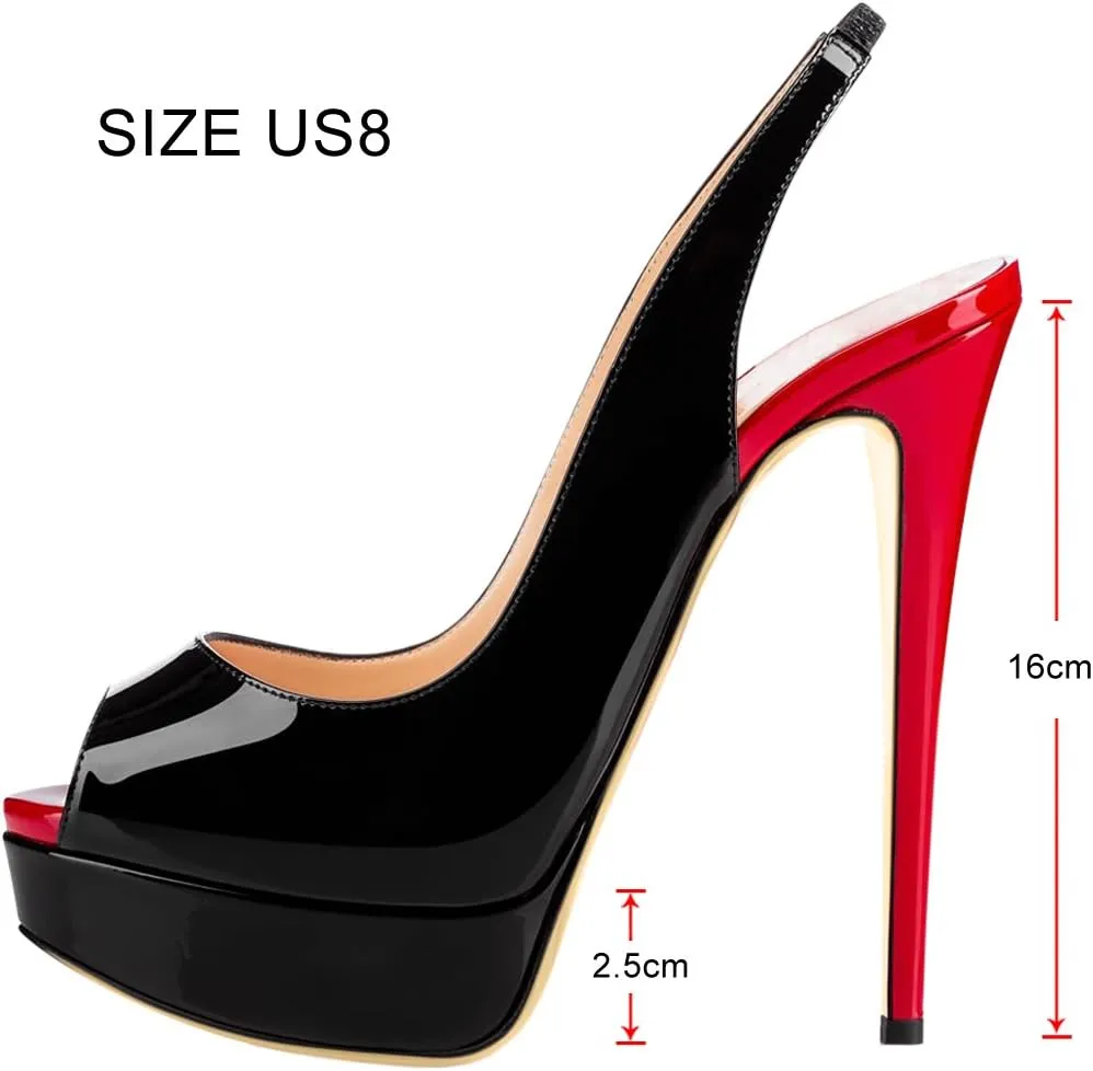 Open Peep Toe Platform High Stiletto Heels Slingback Sandals