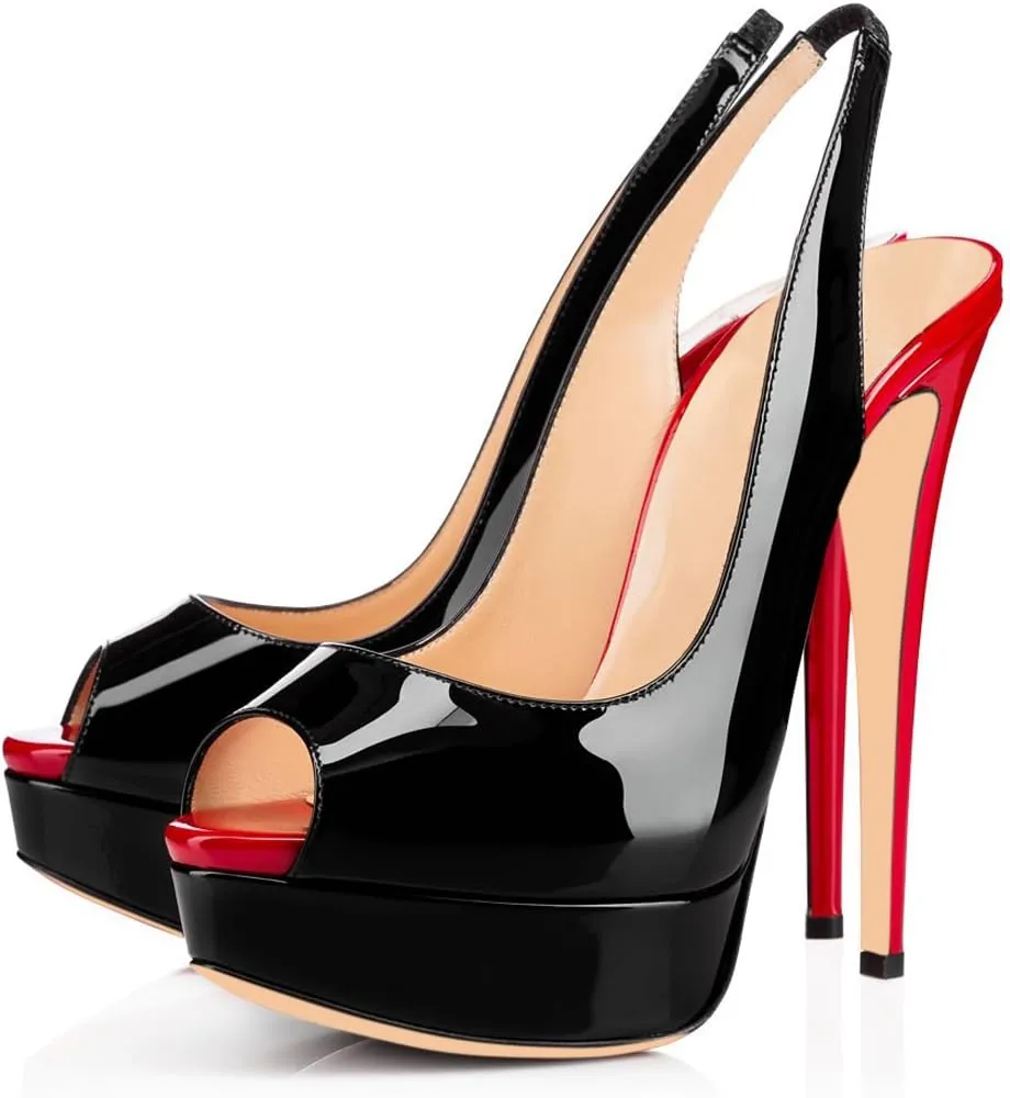 Open Peep Toe Platform High Stiletto Heels Slingback Sandals