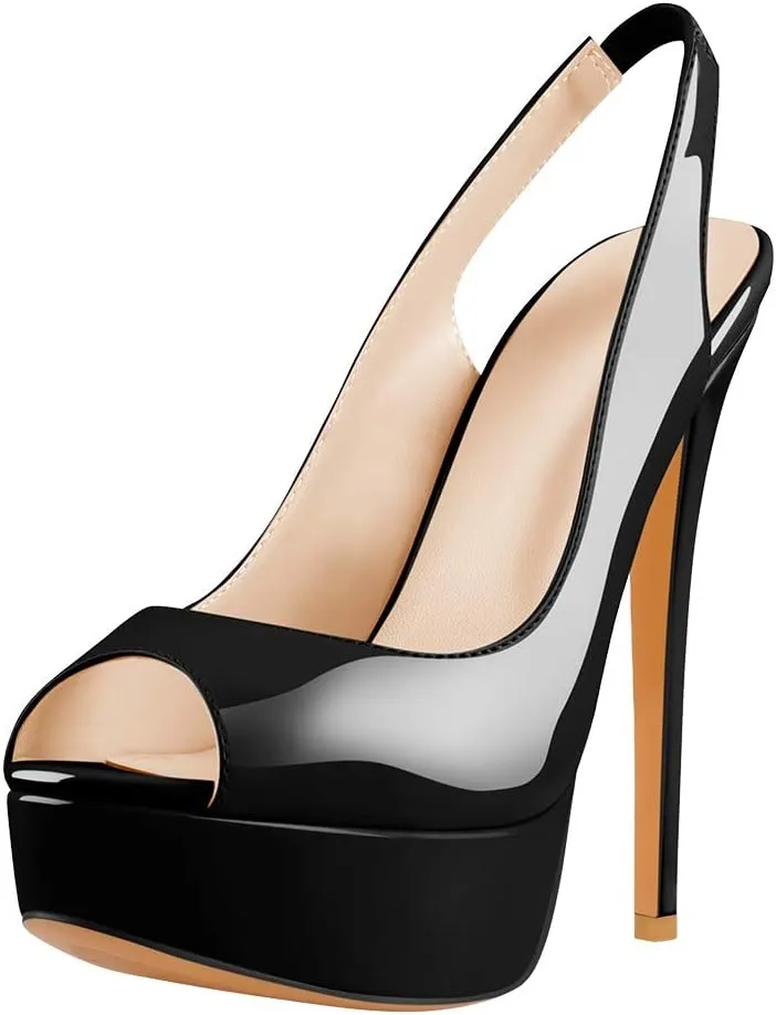 Open Peep Toe Platform High Stiletto Heels Slingback Sandals