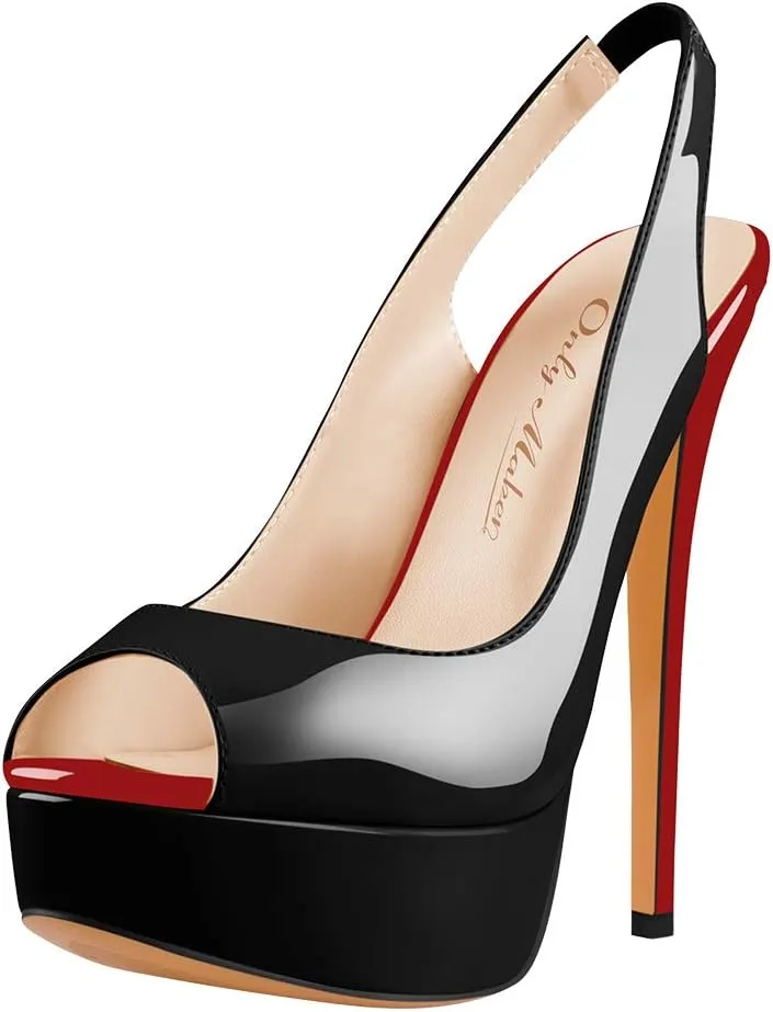Open Peep Toe Platform High Stiletto Heels Slingback Sandals
