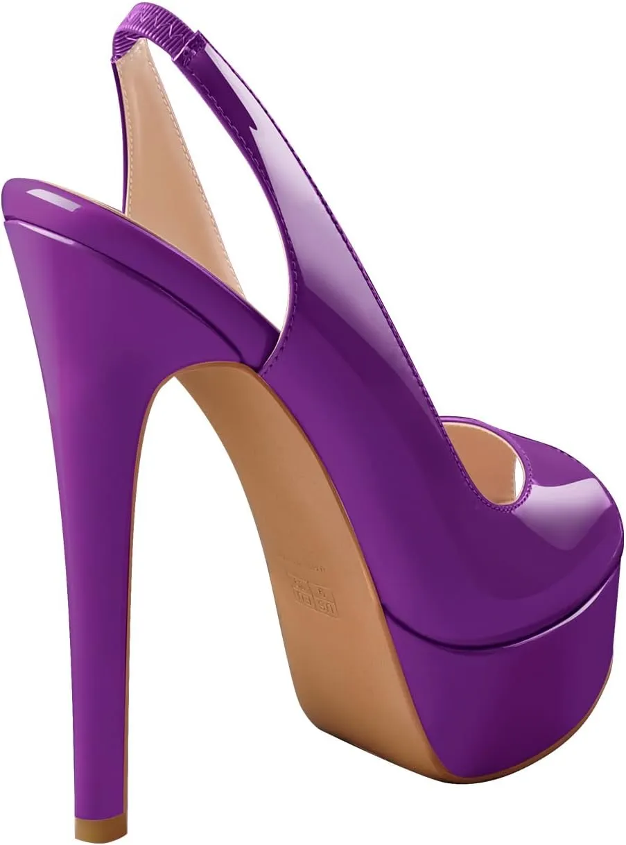 Open Peep Toe Platform High Stiletto Heels Slingback Sandals
