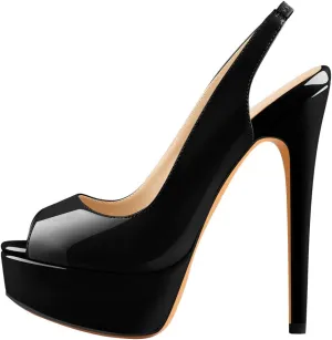 Open Peep Toe Platform High Stiletto Heels Slingback Sandals