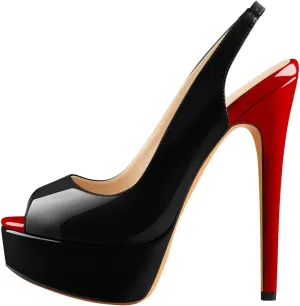 Open Peep Toe Platform High Stiletto Heels Slingback Sandals