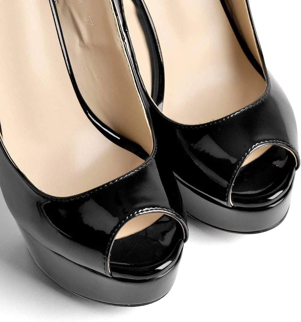 Open Peep Toe Platform High Stiletto Heels Slingback Sandals
