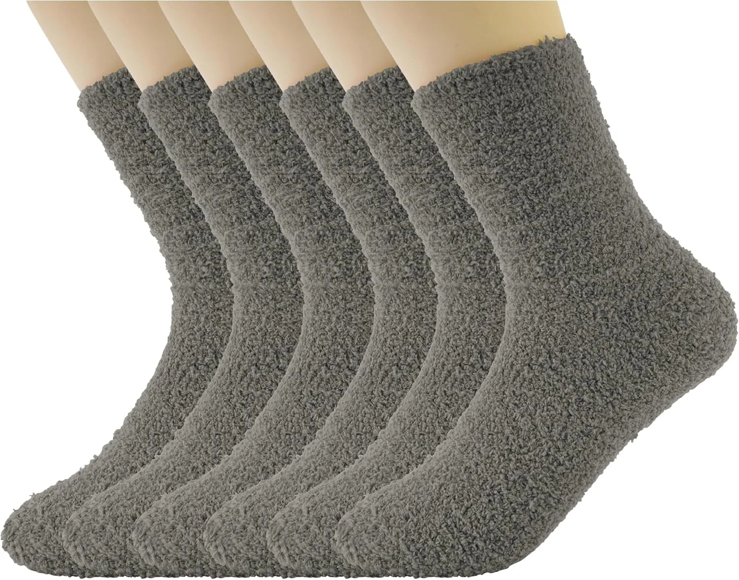 OVOV White Fuzzy Fluffy Warm Cozy Slipper Socks for Men - Soft Comfy Fleece Sleep Socks