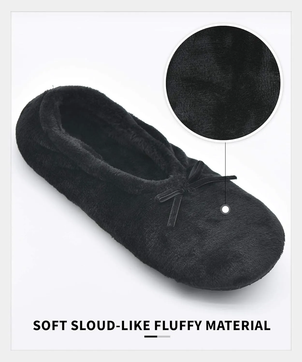 Panda Bros 2 Pairs Women's Ballerina House Slippers, Anti-Skid Comfy Warm Ballet Style Slippers