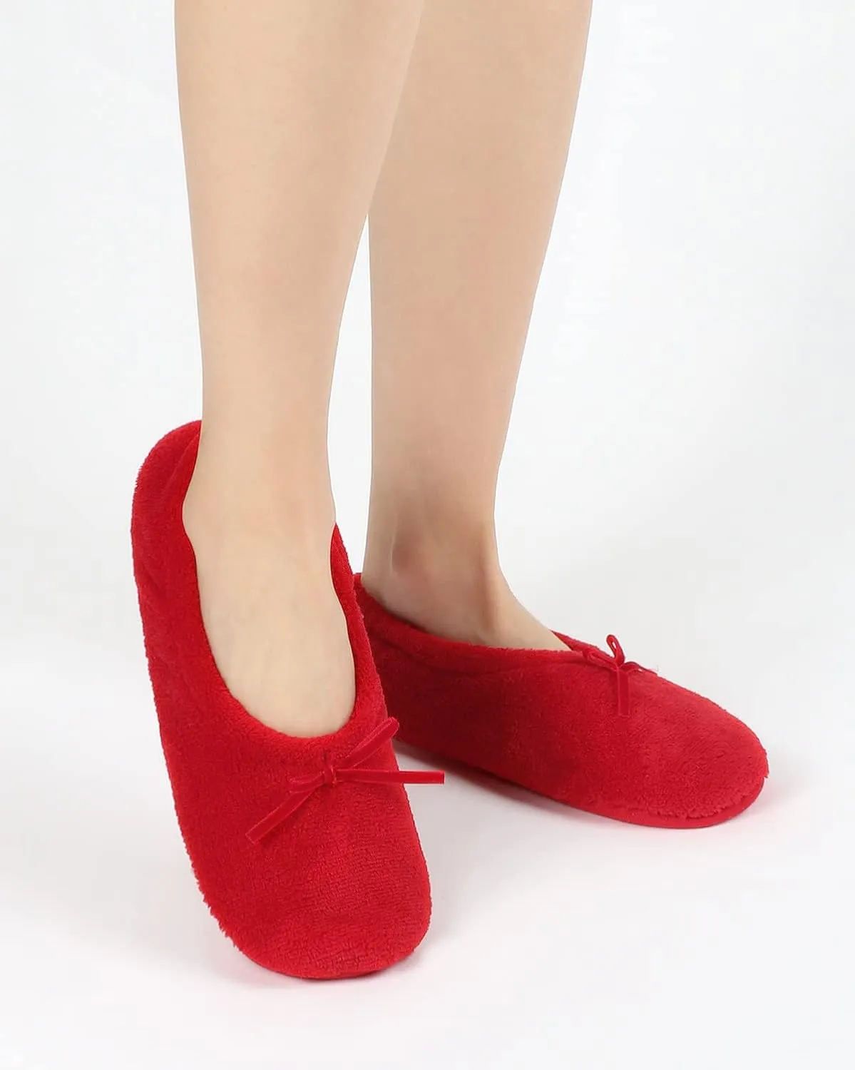 Panda Bros 2 Pairs Women's Ballerina House Slippers, Anti-Skid Comfy Warm Ballet Style Slippers