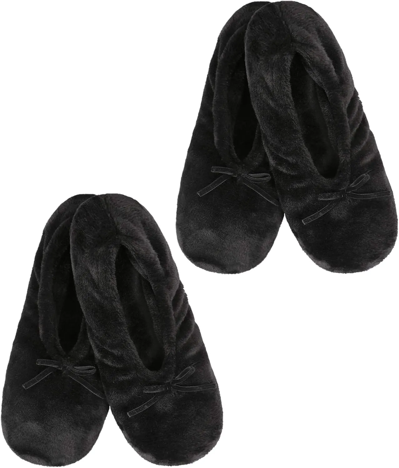 Panda Bros 2 Pairs Women's Ballerina House Slippers, Anti-Skid Comfy Warm Ballet Style Slippers