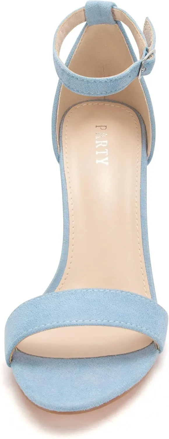 PARTY Women's Chunky Heels Open Toe Ankle Strap 3 inch Heeled Sandals