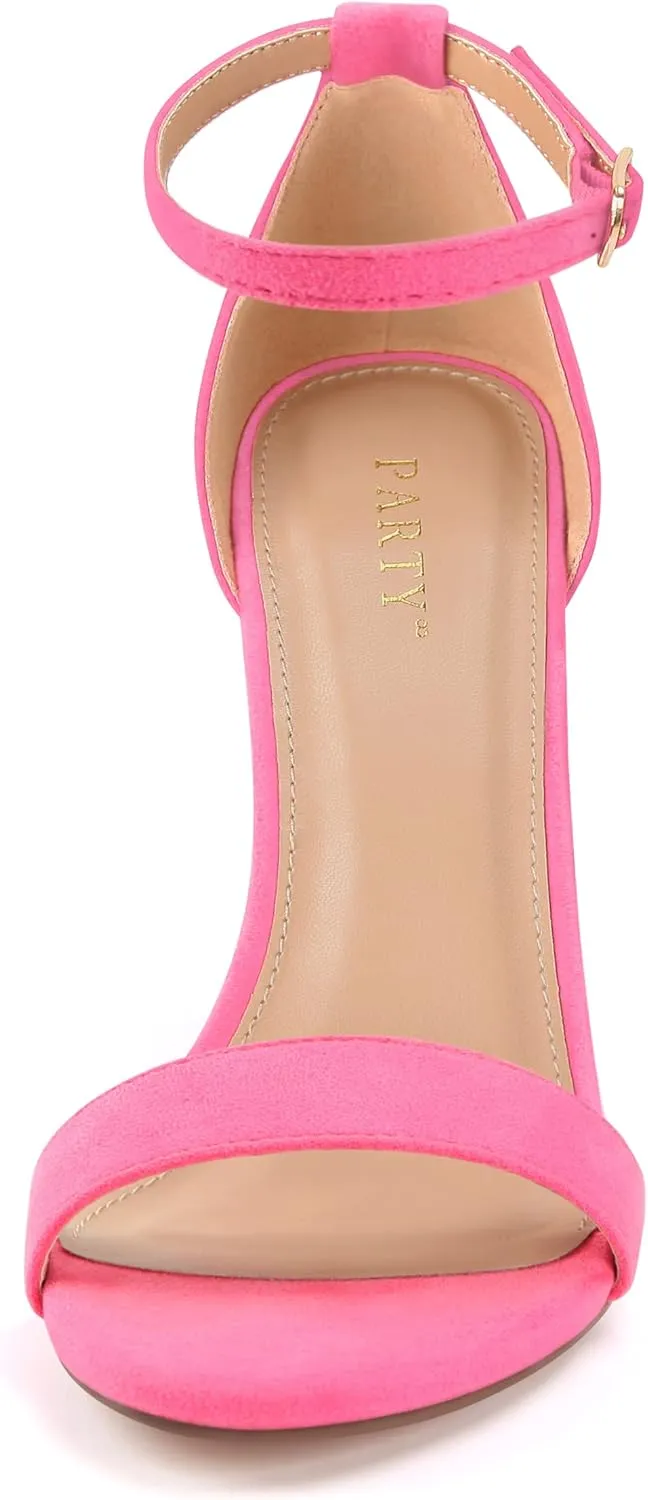 PARTY Women's Chunky Heels Open Toe Ankle Strap 3 inch Heeled Sandals