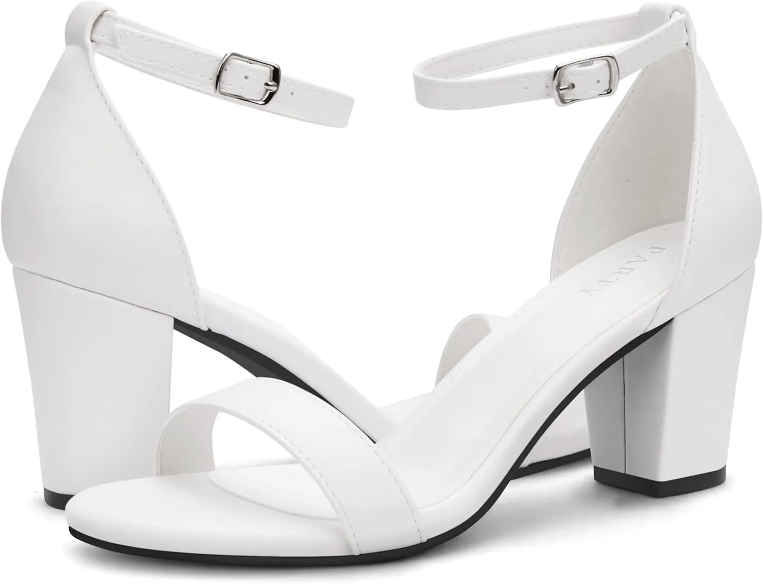 PARTY Women's Chunky Heels Open Toe Ankle Strap 3 inch Heeled Sandals