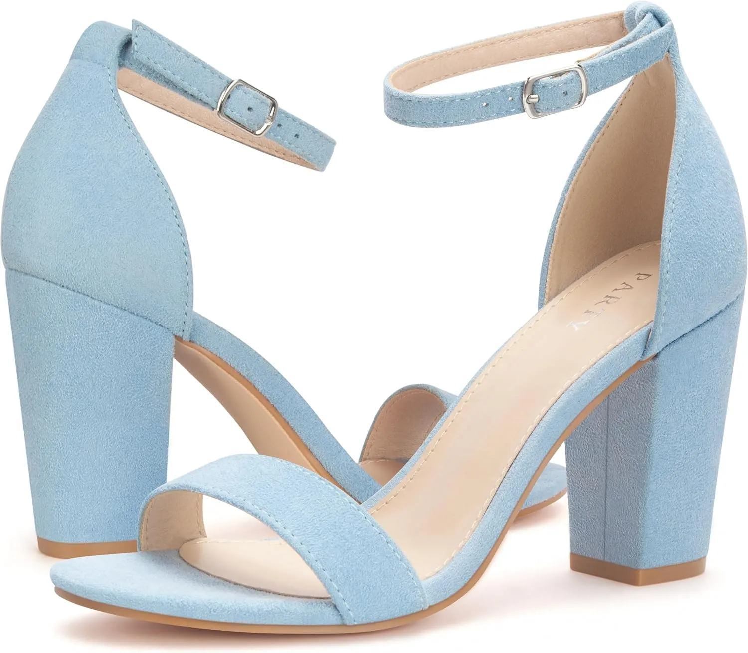 PARTY Women's Chunky Heels Open Toe Ankle Strap 3 inch Heeled Sandals