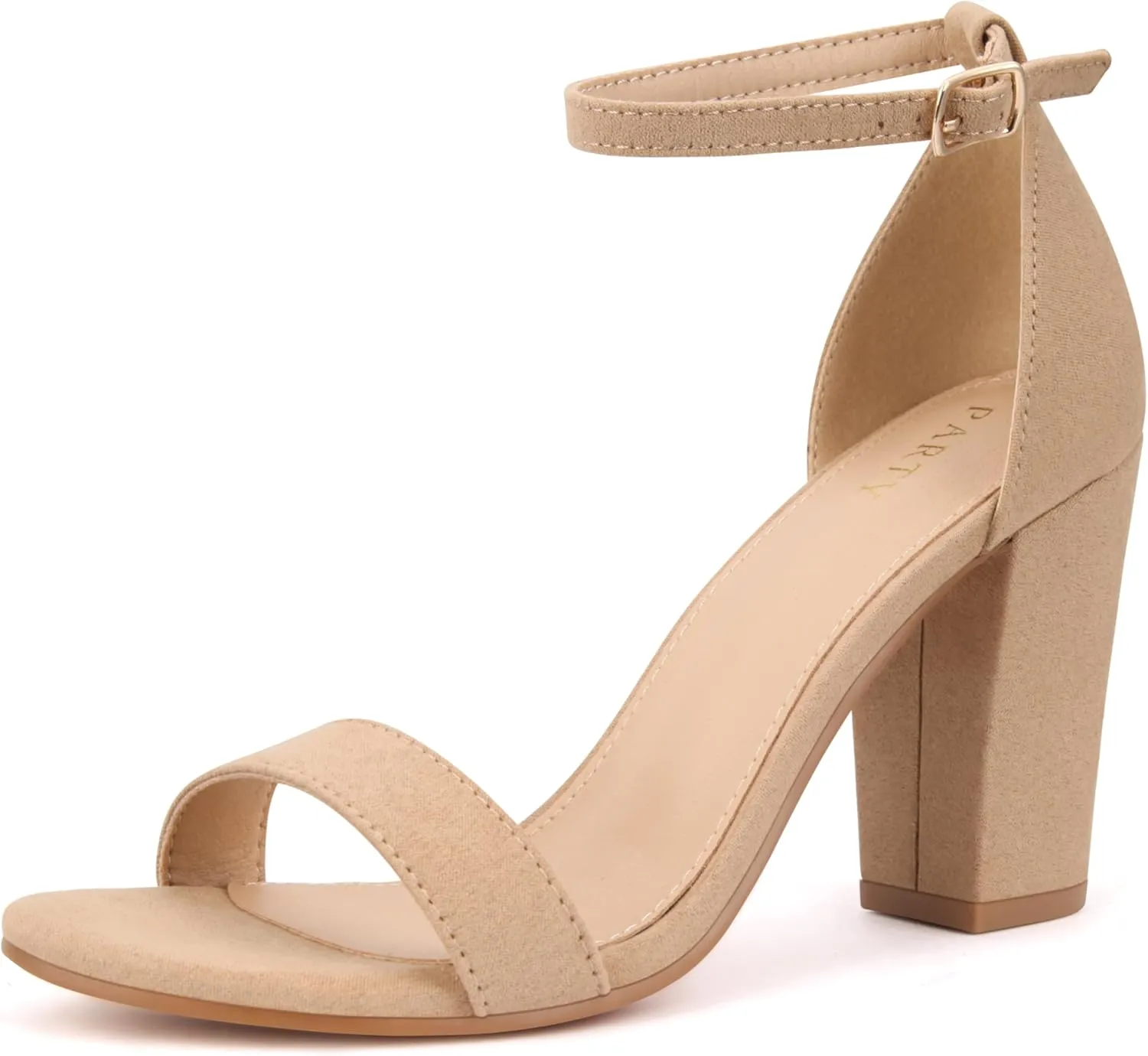 PARTY Women's Chunky Heels Open Toe Ankle Strap 3 inch Heeled Sandals