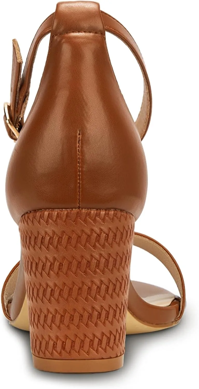 PARTY Women's Chunky Heels Open Toe Ankle Strap 3 inch Heeled Sandals