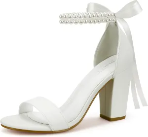 PARTY Women's Chunky Heels Open Toe Ankle Strap 3 inch Heeled Sandals