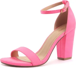 PARTY Women's Chunky Heels Open Toe Ankle Strap 3 inch Heeled Sandals