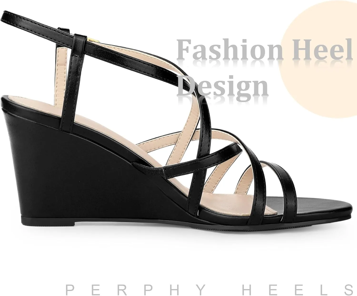 Perphy Open Toe Low Wedges Strappy Ankle Strap Wedge Sandals for Women