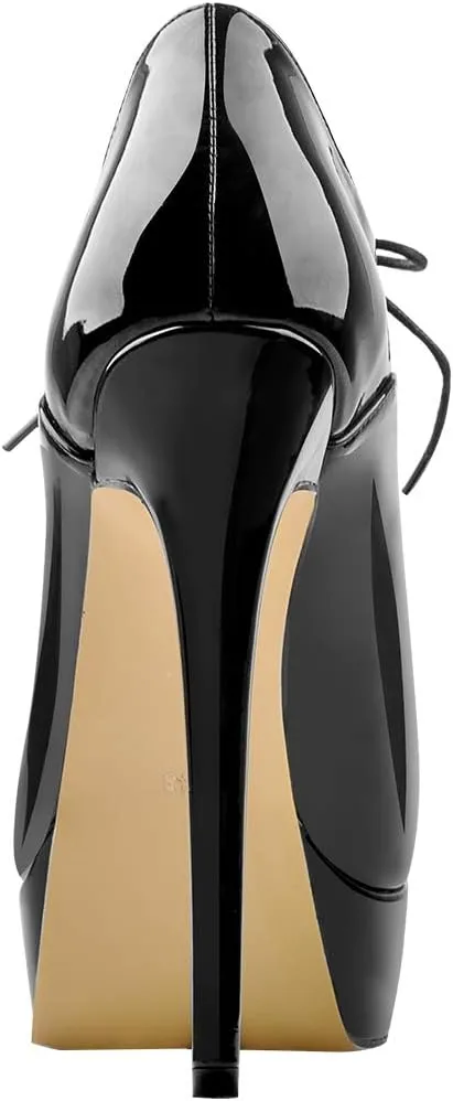 Platform Lace Up Stiletto High Heels Round Toe Ankle Bootie