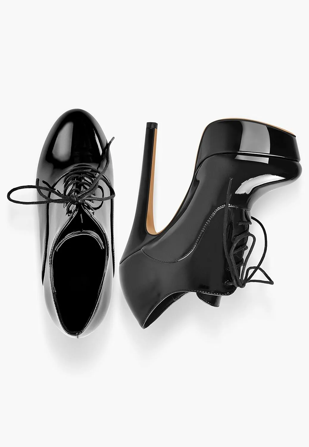 Platform Lace Up Stiletto High Heels Round Toe Ankle Bootie