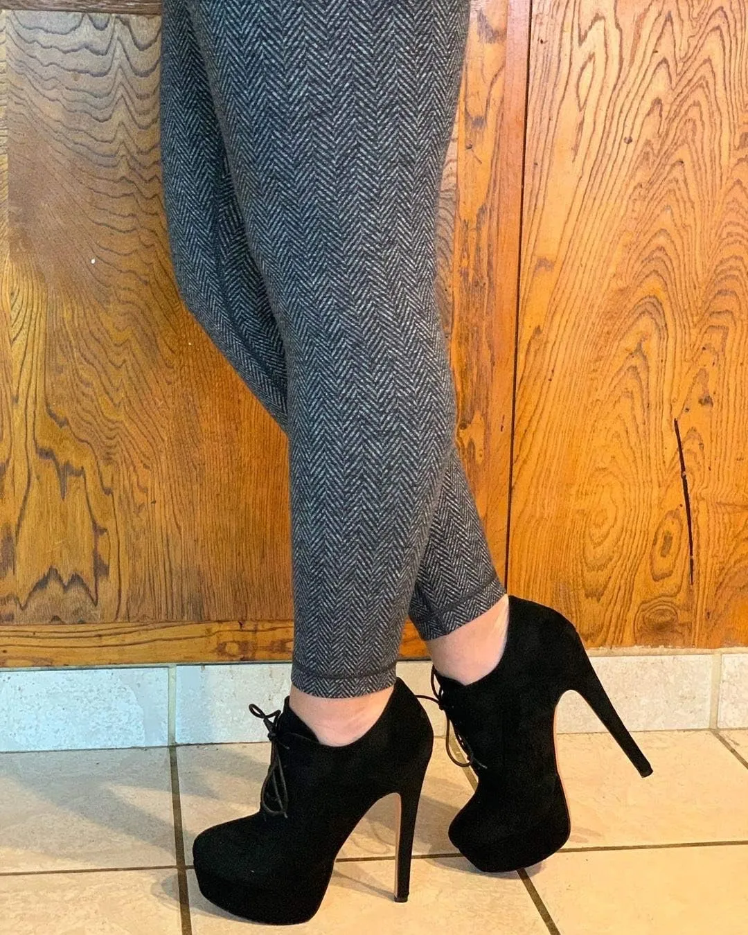 Platform Lace Up Stiletto High Heels Round Toe Ankle Bootie