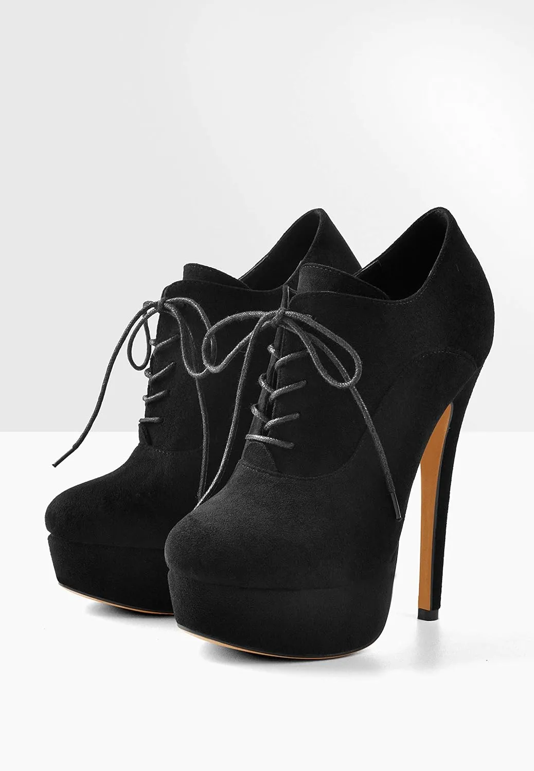 Platform Lace Up Stiletto High Heels Round Toe Ankle Bootie