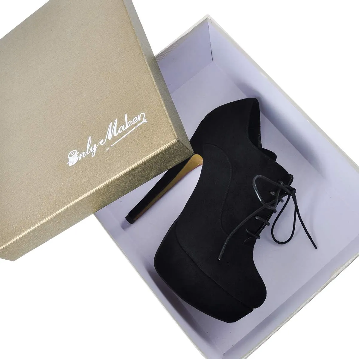 Platform Lace Up Stiletto High Heels Round Toe Ankle Bootie