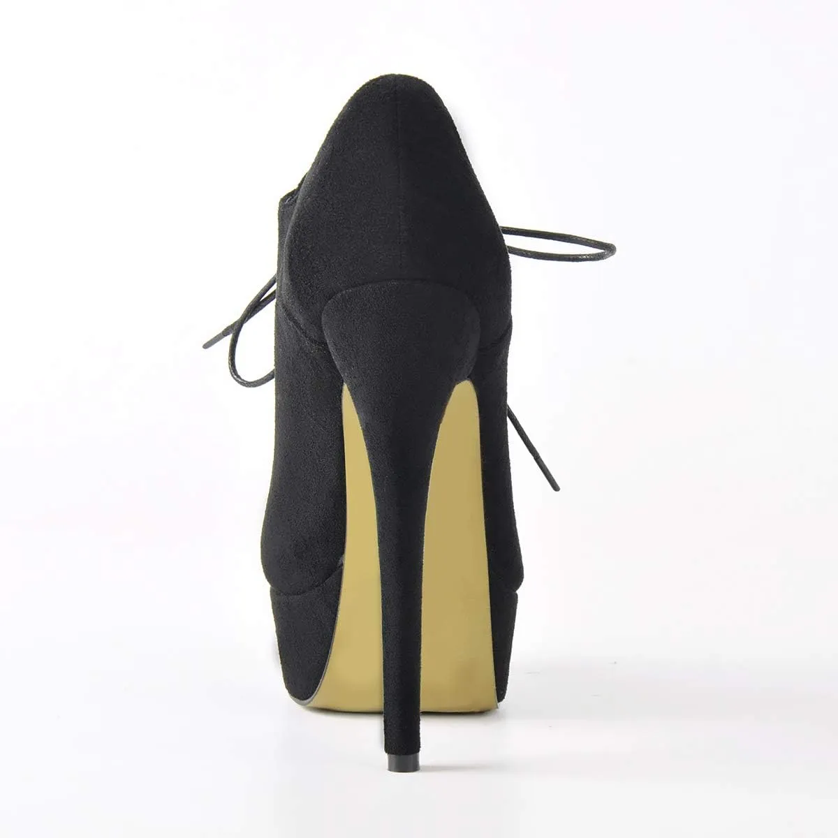 Platform Lace Up Stiletto High Heels Round Toe Ankle Bootie