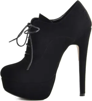 Platform Lace Up Stiletto High Heels Round Toe Ankle Bootie