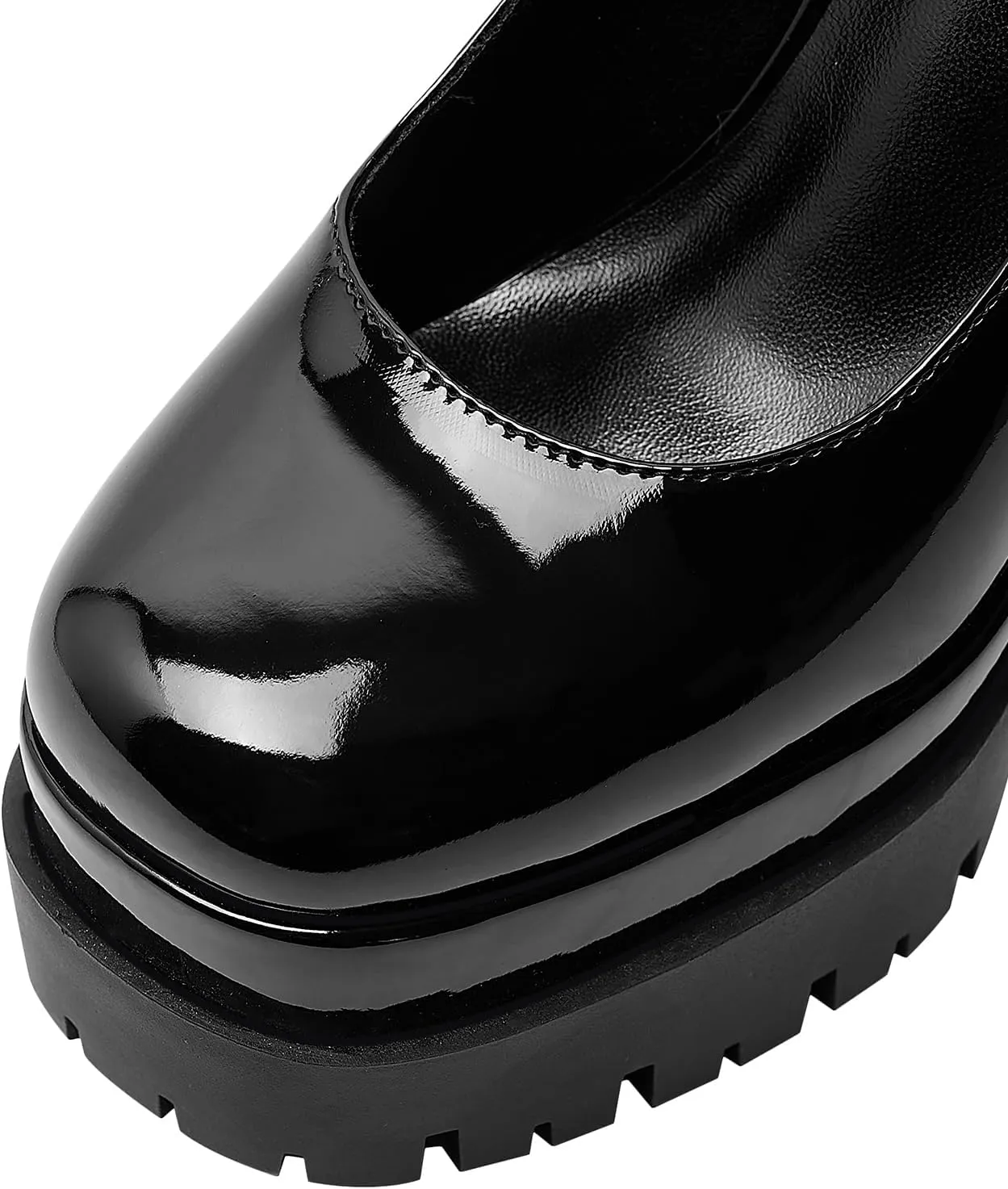 Platform Mary Janes Pumps Square Toe Chunky Block Heels 5 inch High Wedding Party Shoes for Women