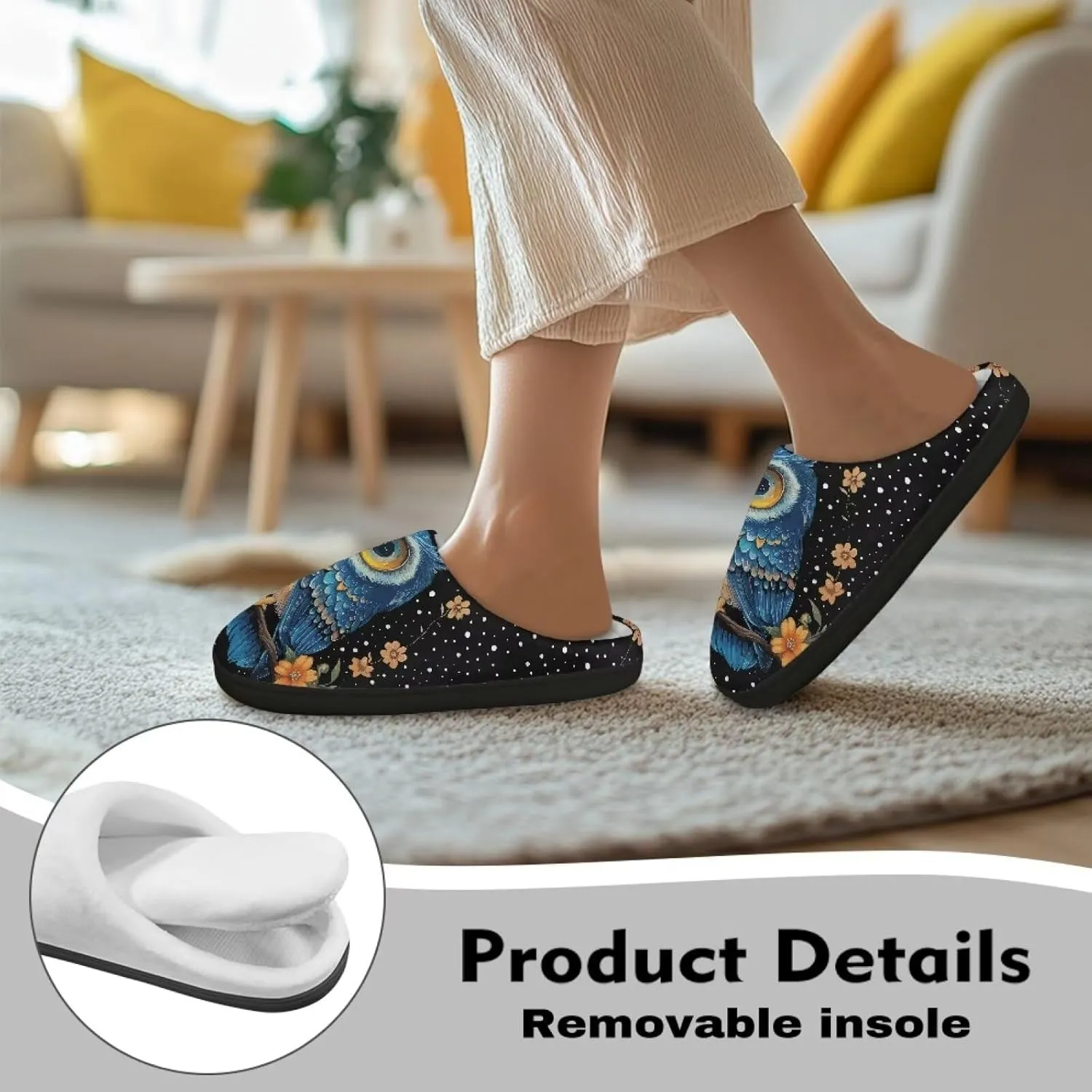 Plush House Slippers for Women and Men, Slip On Warm Scuff Slippers for Indoor, Anti-Slip Closed Toe Slippers