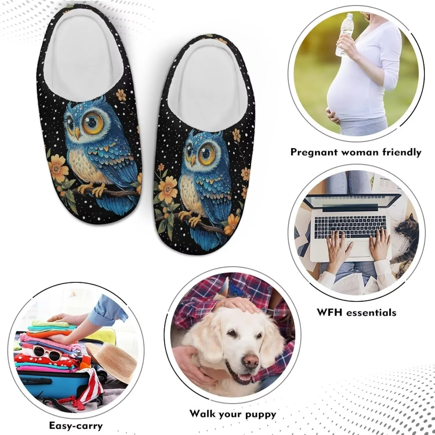 Plush House Slippers for Women and Men, Slip On Warm Scuff Slippers for Indoor, Anti-Slip Closed Toe Slippers
