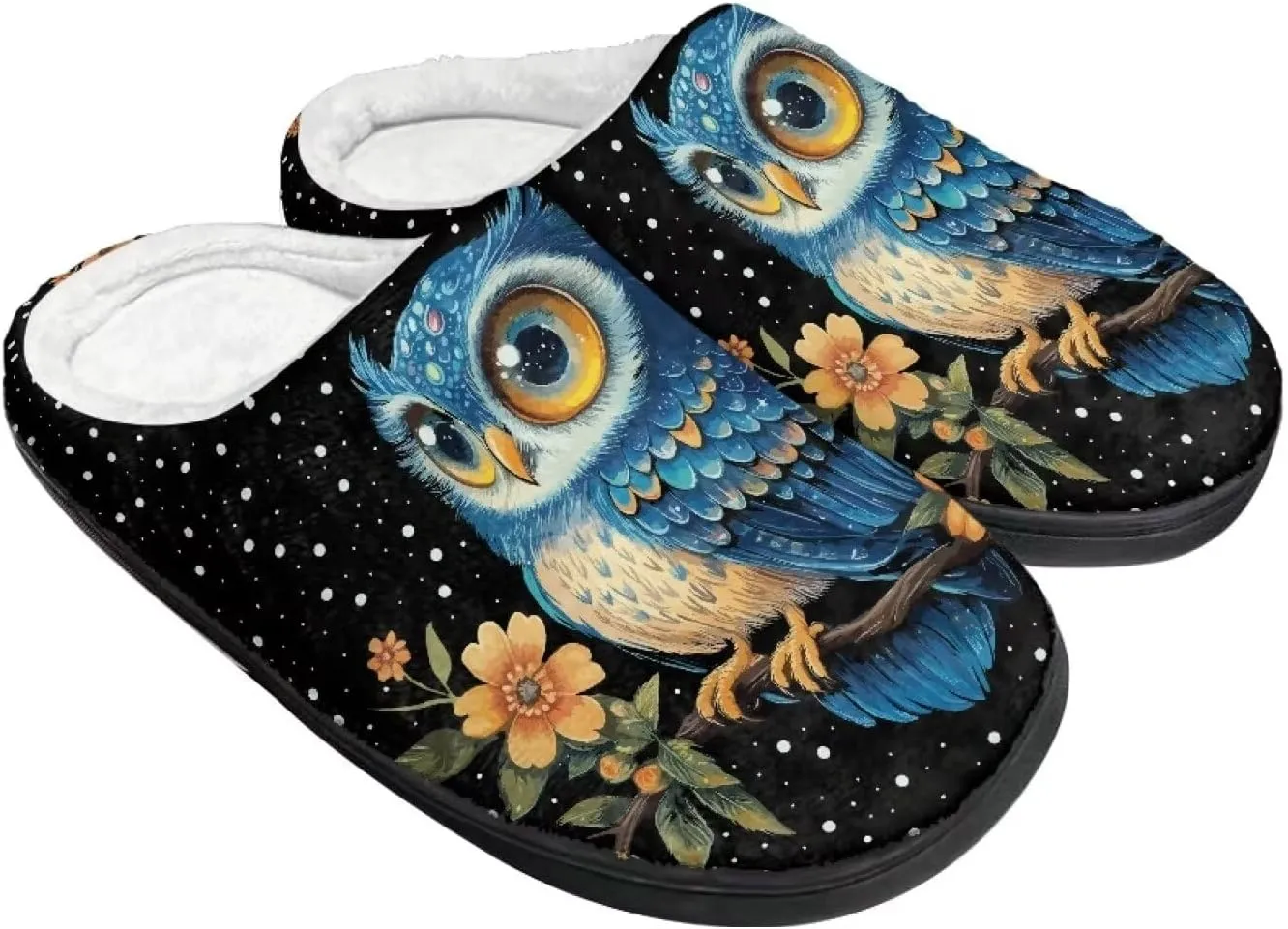 Plush House Slippers for Women and Men, Slip On Warm Scuff Slippers for Indoor, Anti-Slip Closed Toe Slippers