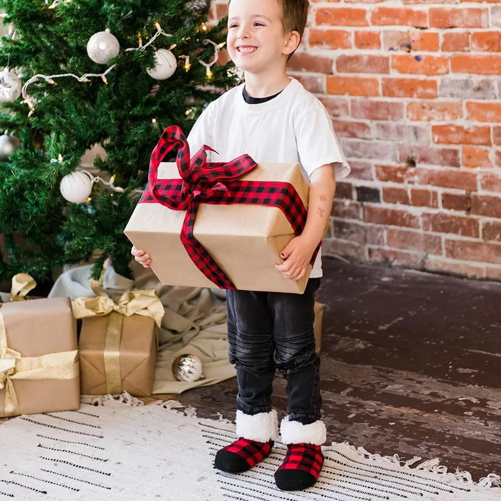 Pudus Kids Warm Cozy Recycled Slipper Socks - Winter Socks for Boys & Girls - Slipper Socks Children