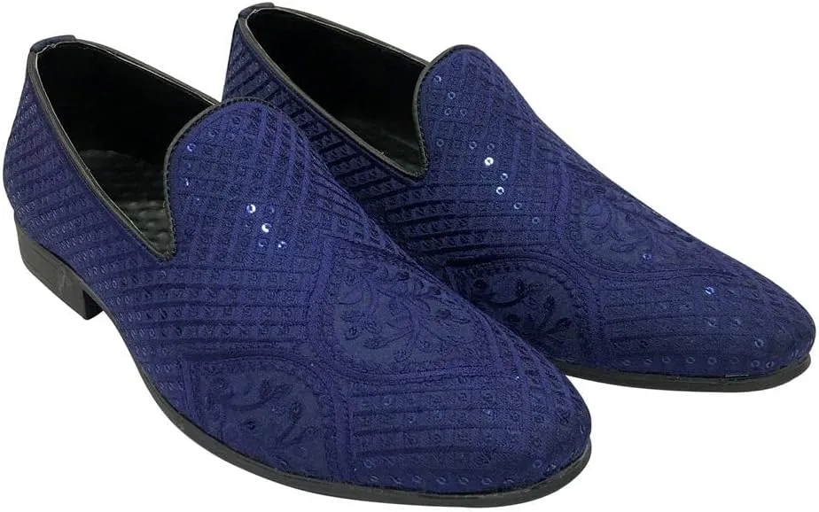 Punjabi Jutti for Men's Loafer Shoes Embroidery Slip-On Party Shoes Mojaris Wedding Bridal Dress Shoes