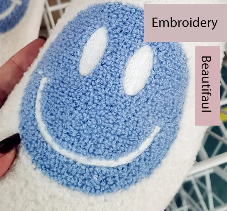 rosyclo Smile Face Slippers, Women's Retro Soft Cute Indoor Outdoor Happy Face Shoes, Cozy Trendy Plush Comfy Warm Fluffy Slip-on Home Slipper for Women Men