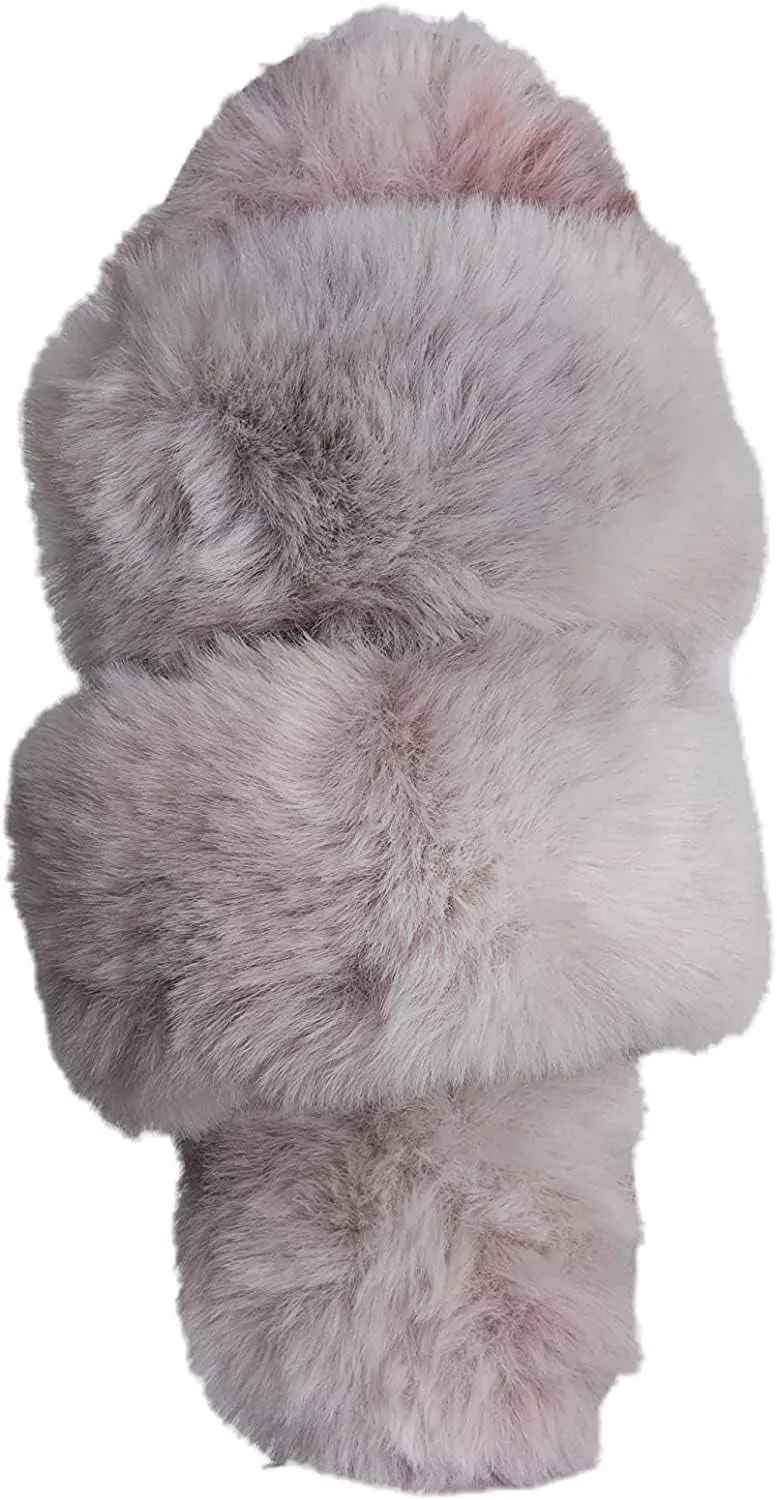 Roxoni Fuzzy House Slippers for Women – Comfortable Furry Spa – Cozy Slip On Open Toe - Soft Insole & Rubber Outsole