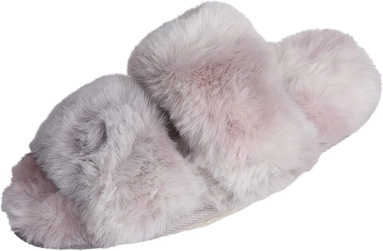 Roxoni Fuzzy House Slippers for Women – Comfortable Furry Spa – Cozy Slip On Open Toe - Soft Insole & Rubber Outsole