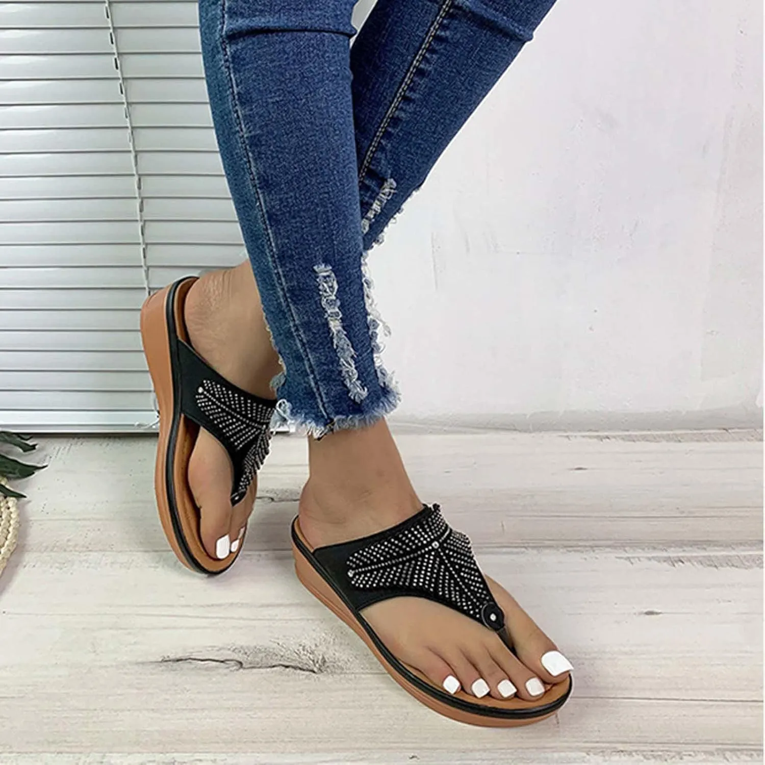 Sandals for Women Wedge Shoes Beach Comfy Orthopedic Womens Dressy Summer Flip Flops Casual Walking Wedges Shoe