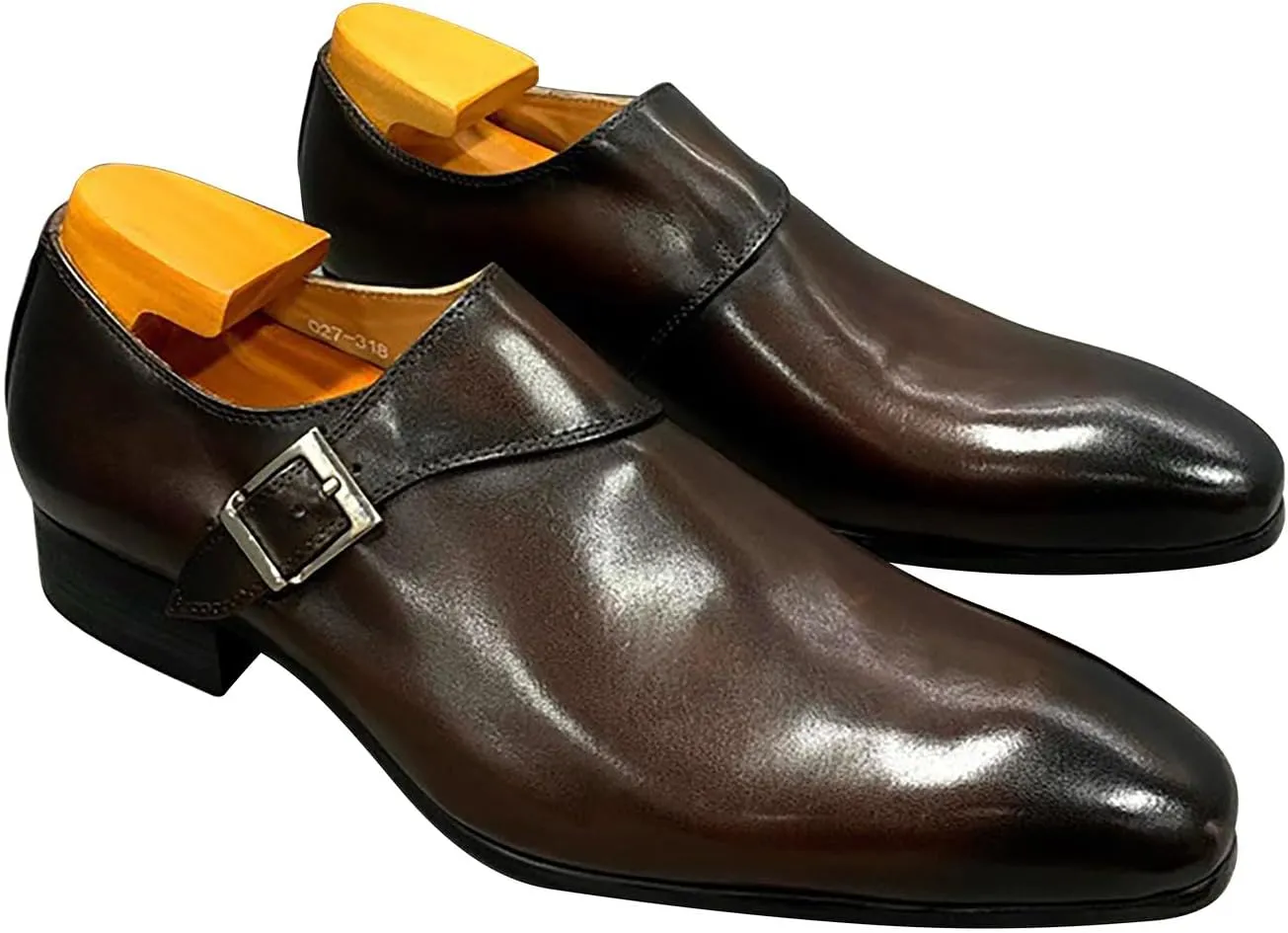 Santimon Men's Loafers Slip-Ons Dress Casual Business Shoes Genuine Leather Comfortable Driving Buckle Loafer Fashion Prom Wedding Formal Tuexdo Moccasins Zapatos Hombre