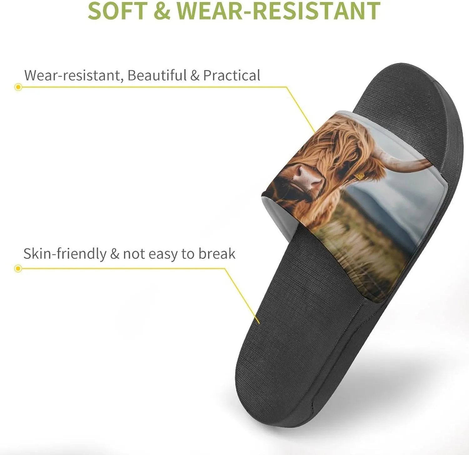 Scottish Highland Cow Animal Fashion Womens And Mens Slippers House Shower Shoes Indoor Outdoor Beach