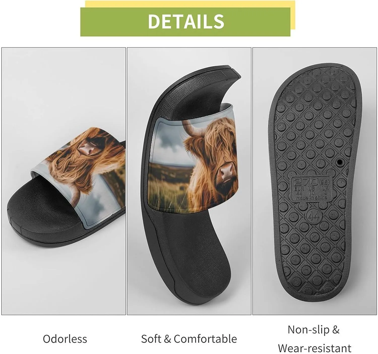 Scottish Highland Cow Animal Fashion Womens And Mens Slippers House Shower Shoes Indoor Outdoor Beach