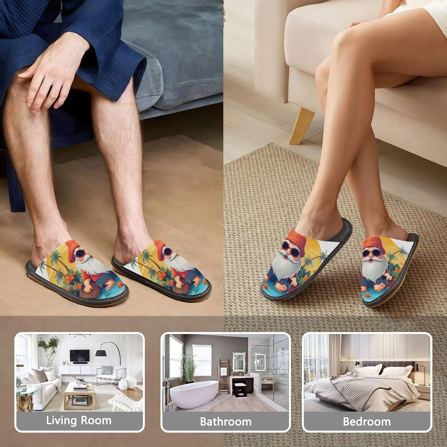 Seaside Dwarf House Slippers, Non Slip Slippers for Women Men Warm Slippers House Shoes Indoor Outdoor Slippers