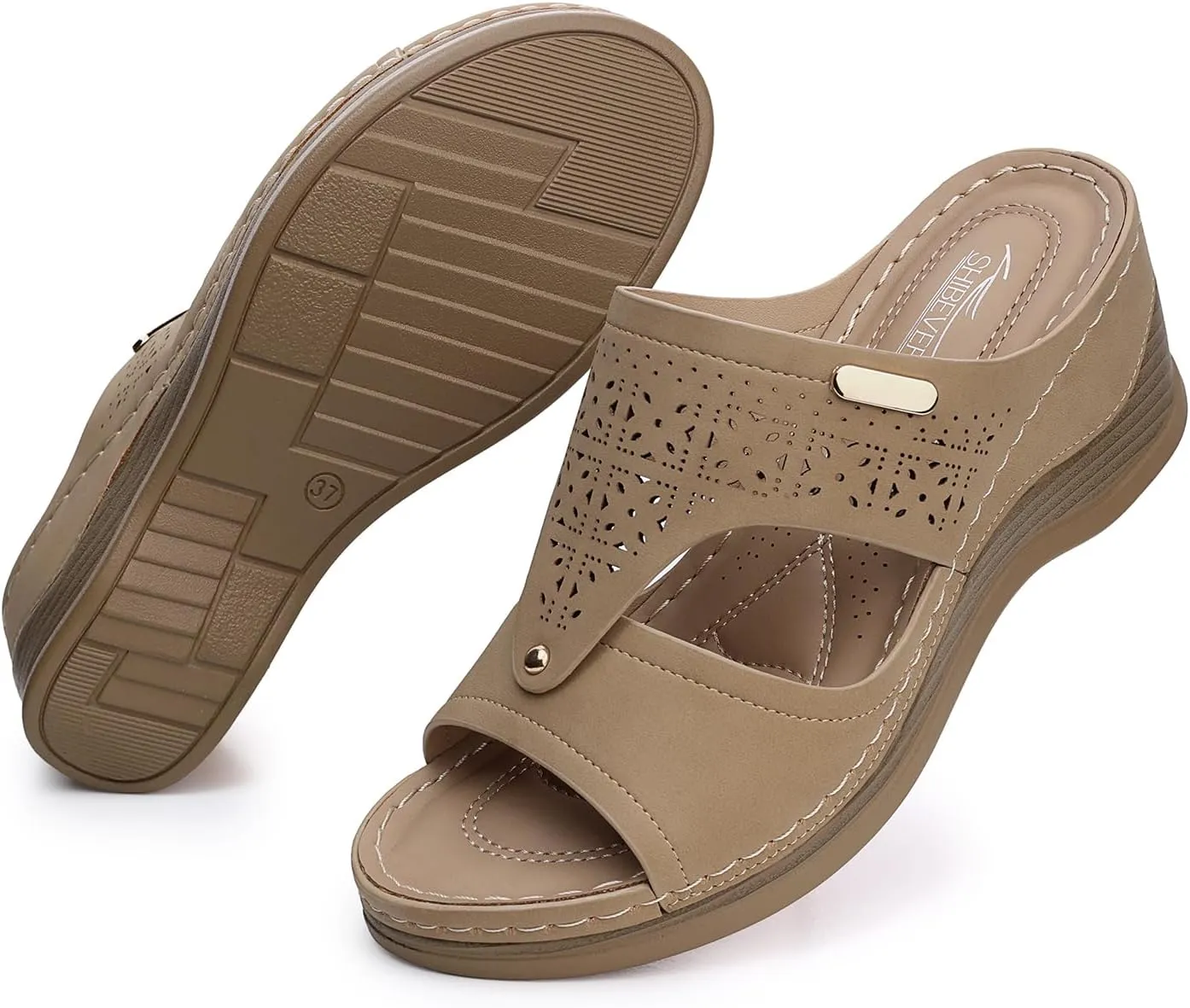 SHIBEVER Wedge Sandals Women Summer: Comfortable Open Toe Dressy Platform Sandal Shoes