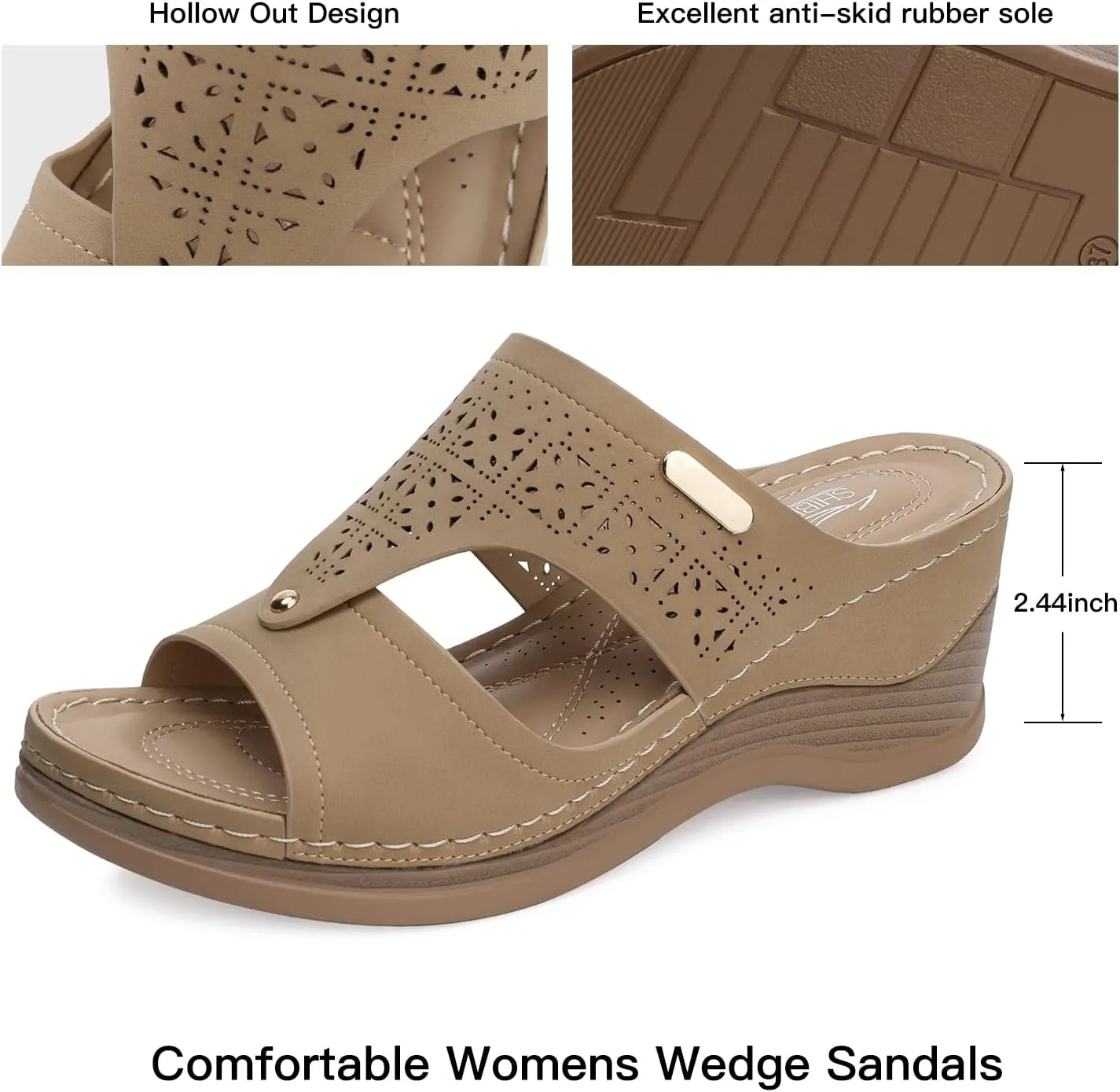 SHIBEVER Wedge Sandals Women Summer: Comfortable Open Toe Dressy Platform Sandal Shoes
